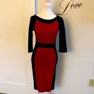 Vintage color block bodycon dress with zipper back size S